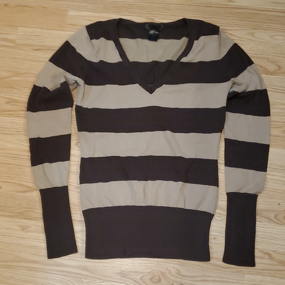 Y2K Mandee Striped V-Neck Sweater Large